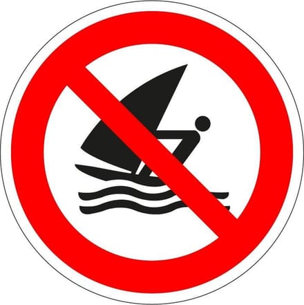 Verboden te windsurfen sticker - ISO 7010 - P054 100 mm