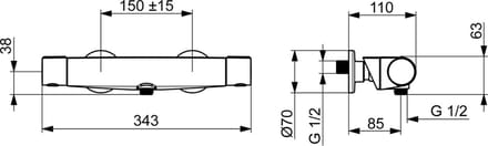 Hansa Optima - Thermostatische douchekraan, chroom 65140201