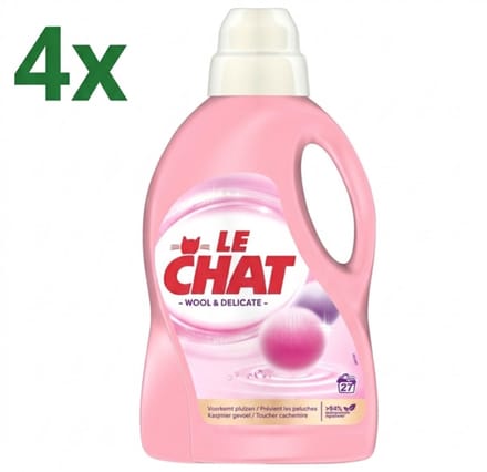 (4x) Le Chat Vloeibaar Wasmiddel Wol & Delicate Was 27 wasbeurten - 1,35 liter