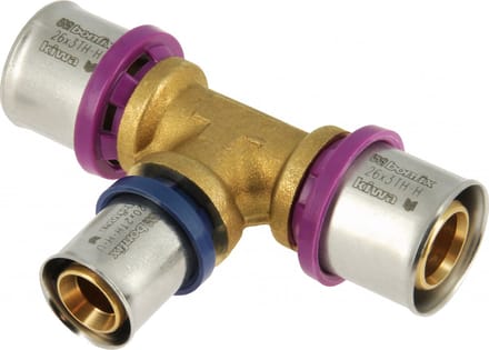 Bonfix Alu-pers - messing perskoppeling / persfitting - T-stuk verloop 26x20x26mm FxFxF