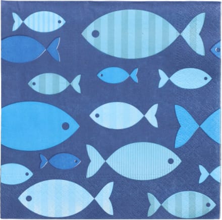 10x 20 Servetten 3-laags 1/4 vouw 33 cm x 33 cm Blue Fish