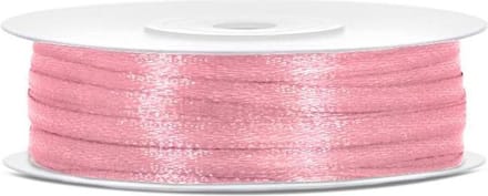 PartyDeco - Satijn lint roze 3mm/rol 50m