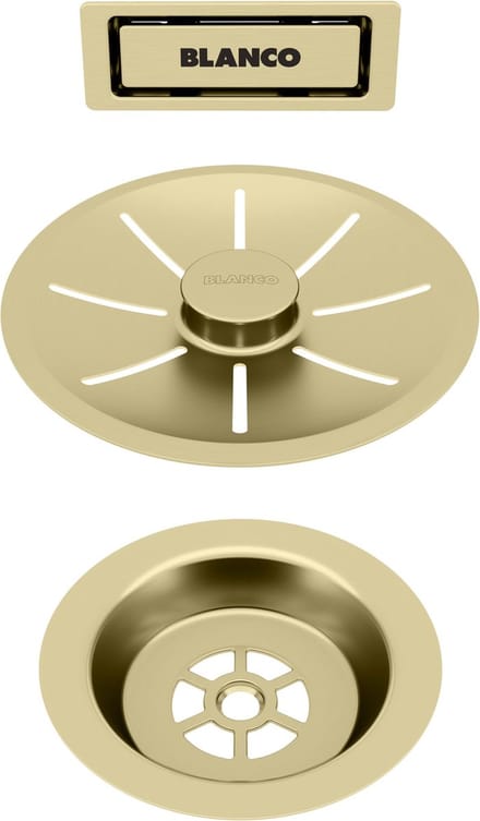 Afvoerset C-overflow, voor enkele spoelbak, goud