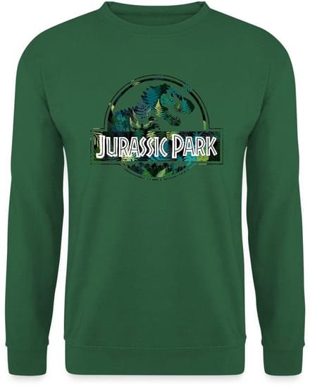 Jurassic Park Logo Met T-Rex Bladeren Ontwerp Sweater Heren