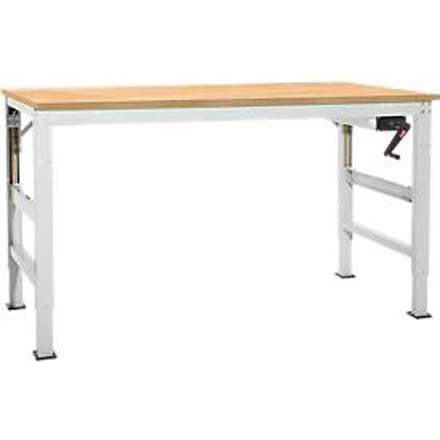 Werktafel Ergo K, met zwengel,  2000 x 800 mm, tafelblad multiplex, lichtgrijs