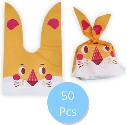 Uitdeelzakjes konijn oranje 50 stuks - Plastic Uitdeelzakjes Kinderfeestje - Pasen