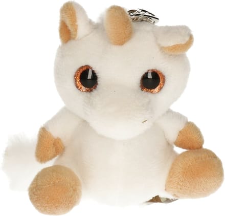 Pluche mini knuffel eenhoorn sleutelhanger 9 cm