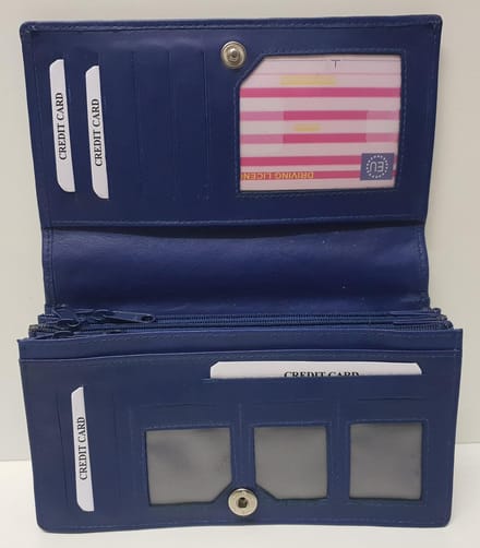 Dames overslag Harmonica - Huishoudportemonnee XXL Royal Blue