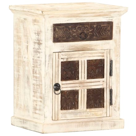 vidaXL - Nachtkastje - 40x30x50 - cm - massief - mangohout - wit