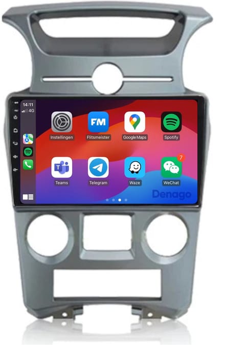 CarPlay autoradio geschikt voor Kia Carens (2006 t/m 2012) | 9 inch | Android 16 | Draadloos Apple CarPlay & Android Auto | 2GB + 32GB | QuadCore processor | Denago DNG-A164 | 2025 model | 2006 2007 2008 2009 2010 2011 2012 | Bluetooth & Wifi