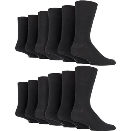 12 Paar Heren Gentle Grip Losse Boven Sokken | Extra Brede Niet-Elastische Sokken