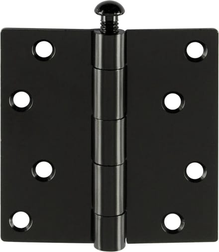 Deurscharnier - Zwart Staal - 89x89 Mm - Met Rechte Hoeken