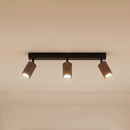 TK Lighting Plafondspot Tune, 3-lamps, bruin, metaal, lengte 66 cm