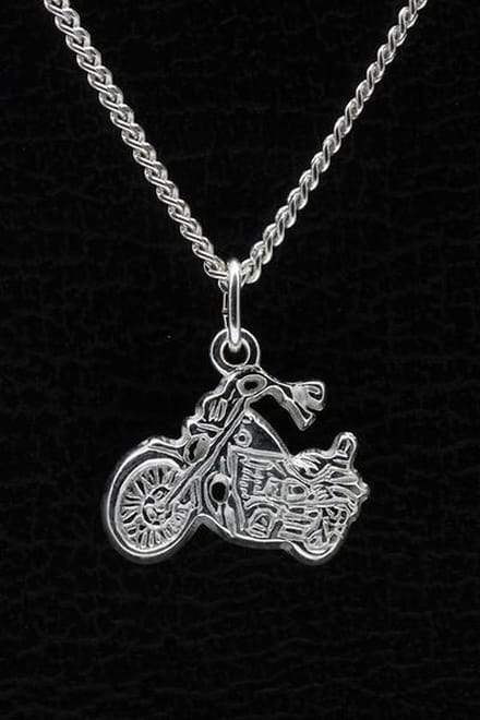 Zilveren Motor ketting hanger - plat