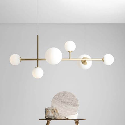 ALDEX Hanglamp Joel, messing/wit, 6-lamps
