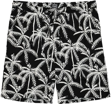 STHUGE - Heren - Bermuda elastische tailleband tropische all-overprint - Zwart - Maat L