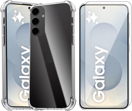 Hoesje geschikt voor Samsung Galaxy S25 Plus - Screenprotector Glas - Shockproof Transparant