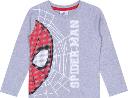 Grijze jongensblouse met Spider-Man motief