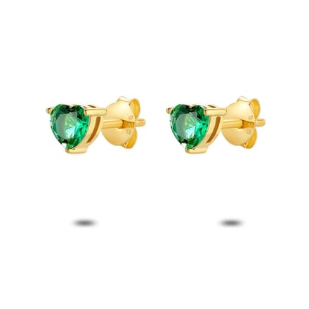 Twice As Nice Oorbellen in 18kt verguld zilver, groen hartje