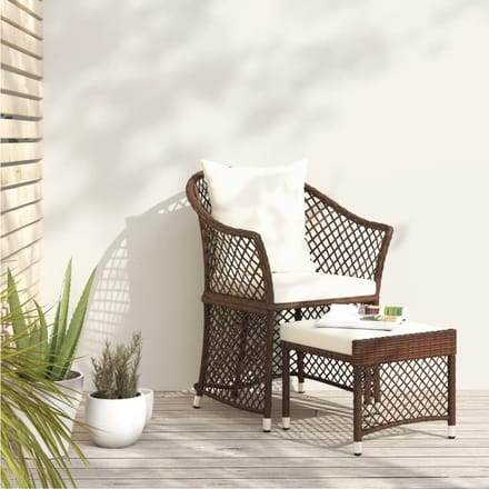 vidaXL - 2-delige - Loungeset - met - kussens - poly - rattan - bruin