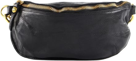 CAMPOMAGGI Leren Schoudertas Gordeltas Sling Bag Nero Zwart