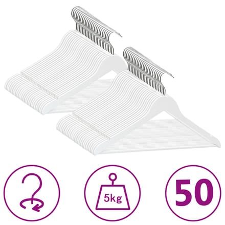 vidaXL - 50-delige - Kledinghangerset - anti-slip - hardhout - wit