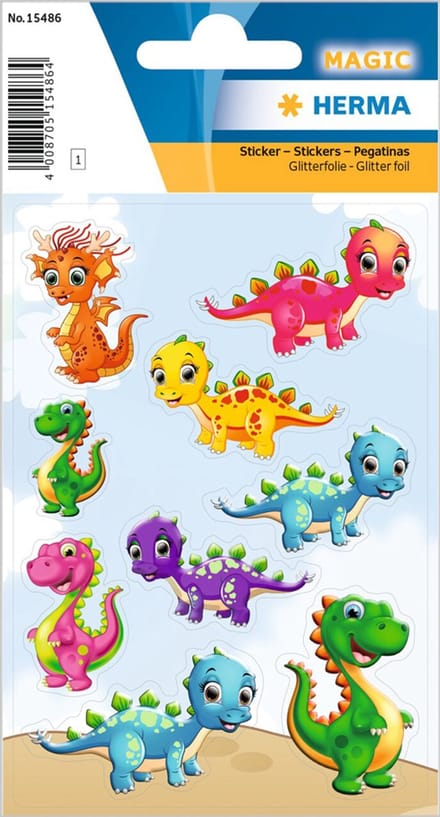 Herma stickervel 'kleine dino's', met glitterstickers.