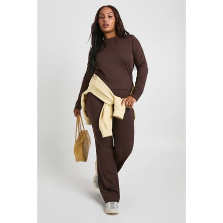 boohoo Dames Plus Super Soft Hoge Taille Uitlopende Legging | Coffee | Maat: 16