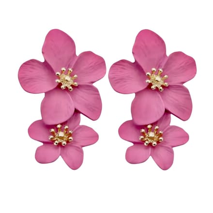 Oorbellen -Glee -midden roze bloem-Charme Bijoux