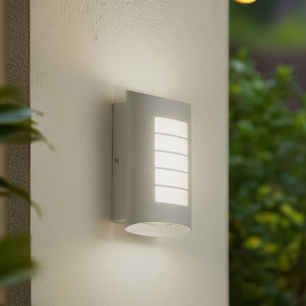 Lindby LED buiten wandlamp Ismael, wit, aluminium, hoogte 26,8 cm