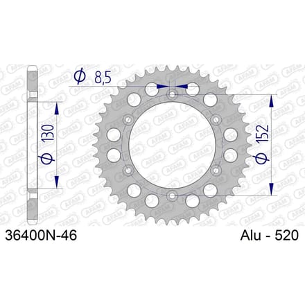 Aluminium tandwiel achter Afam 520 46 dents