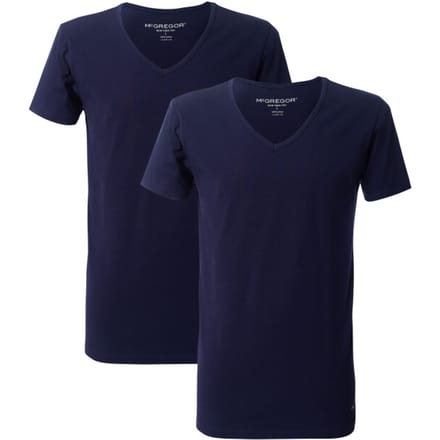 McGregor - Premium Stretch T-shirt - V-neck - 2-Pack - Marineblauw / Navy - M