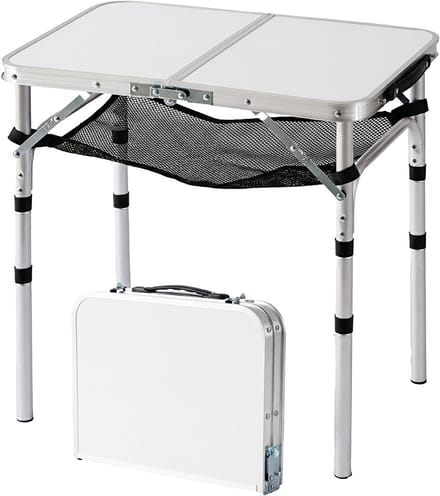 Campingtafel - 60x40 cm - inklapbaar - hoogte verstelbaar - wit