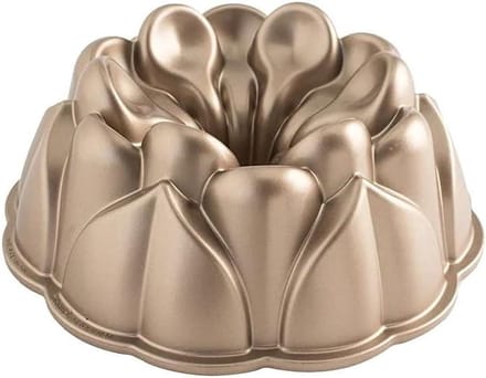 Magnolia Bundt Pan met bloempatroon | Gegoten aluminium | Toffee