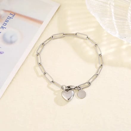 JewelGalerie - Armband - Schakel Hartje - Zilver