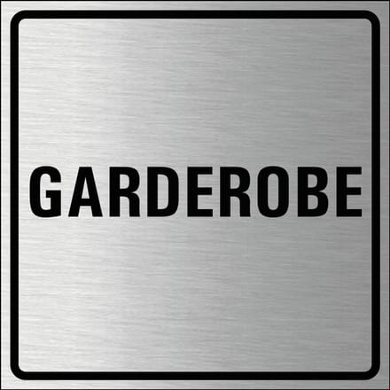 Garderobe bordje, geborsteld aluminium 150 x 150 mm