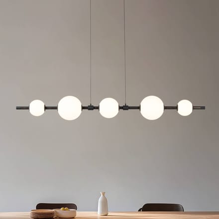 Lucande LED hanglamp Tanira, zwart/wit, 140 cm, step-dimbaar