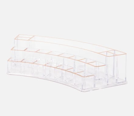 Make-up-organizer - 28x12x7 cm - Gouden rand - Transparant