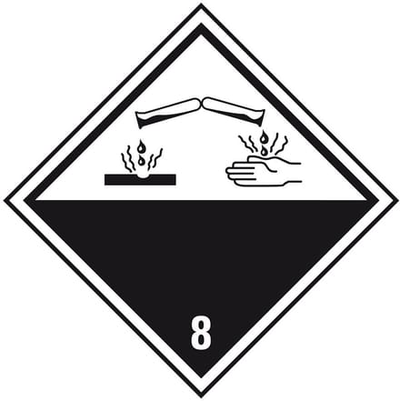ADR klasse 8 sticker bijtende stoffen 100 x 100 mm