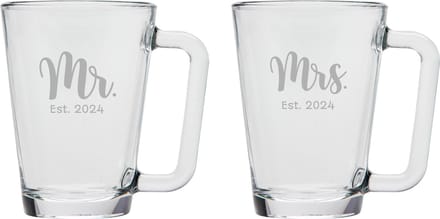 Gegraveerde set Theeglazen 26cl Mr. Est. 2024 - Mrs. Est. 2024