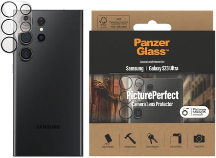 PanzerGlass Screenprotector geschikt voor Samsung Galaxy S23 Ultra Glazen | PanzerGlass PicturePerfect Camera Protector - Case Friendly