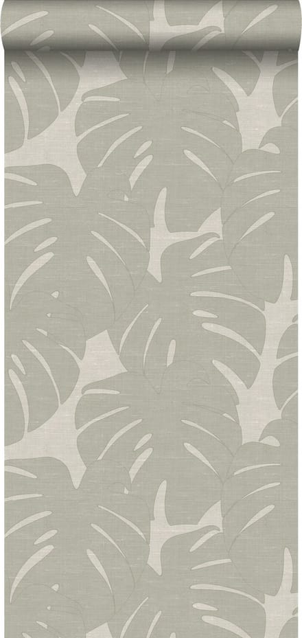 Origin Wallcoverings behang bladeren met geweven structuur donker beige - 347761 - 0,53 x 10,05 m
