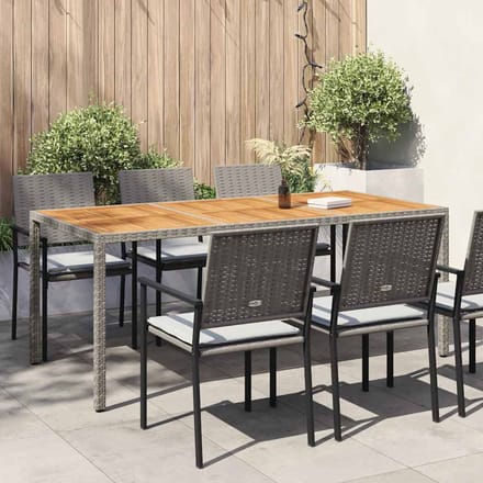 vidaXL - Tuintafel - 190x90x75 - cm - poly - rattan - en - acaciahout - grijs