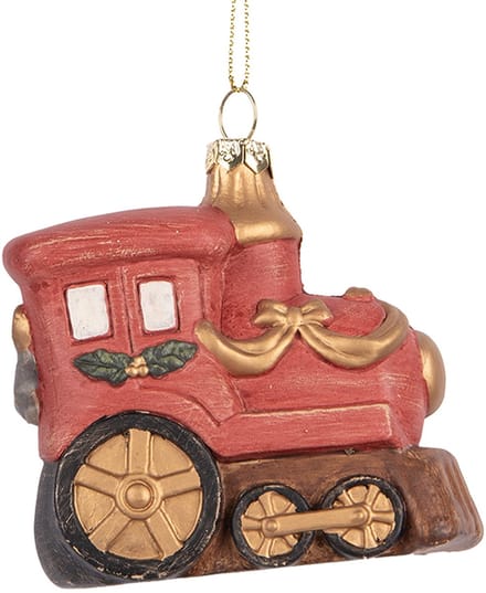 Clayre & Eef Kersthanger Trein 9x5x9 cm Rood Kunststof