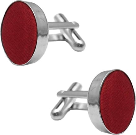 Fako Bijoux - Manchetknopen - Staal & Zijde - 16mm - Bordeaux Rood