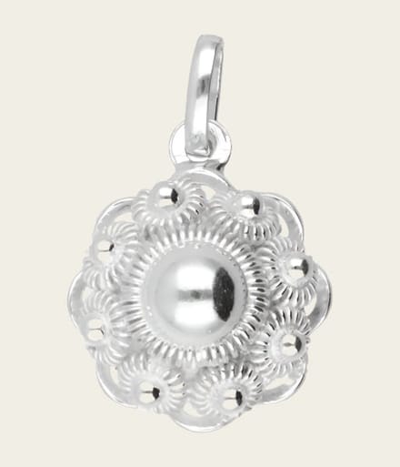 Zilveren Zeeuwse knop knoop 14 mm. ketting hanger