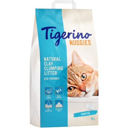 2 x 14 l Sensitive (parfumvrij)Tigerino Nuggies (Ultra) Kattenbakvulling