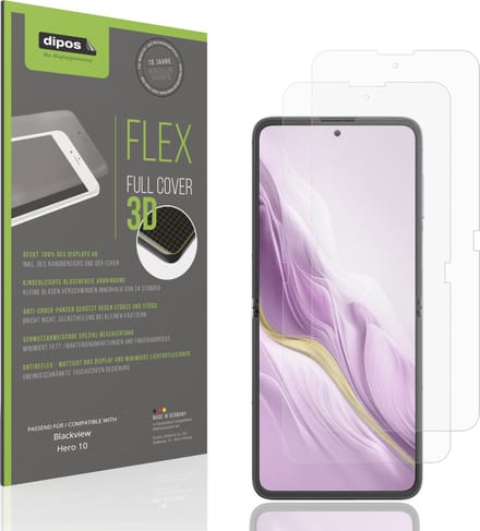dipos FLEX – 2x Matte Screenprotector geschikt voor Blackview Hero 10 Binnenkant | Volledige Schermbescherming | Case-Friendly
