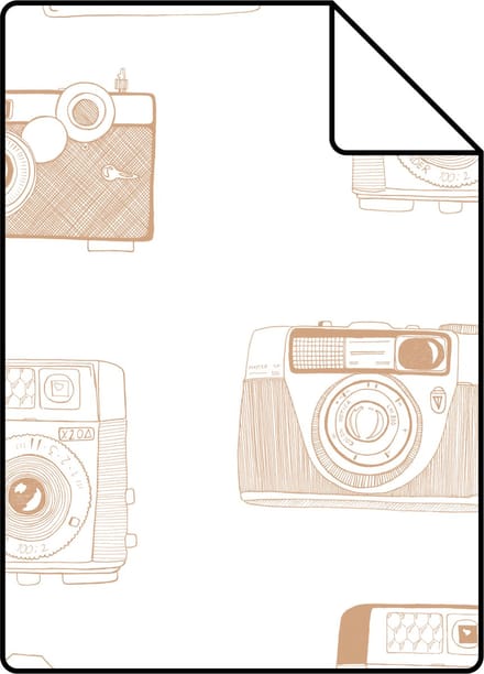 Proefstaal ESTAhome behang instant camera’s glanzend koper bruin - 26.5 x 21 cm - 138842-S