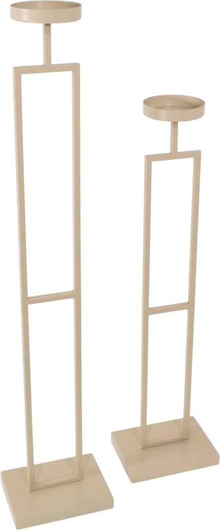 LOFT42 Vloerkandelaar Set Flame - Beige metaal